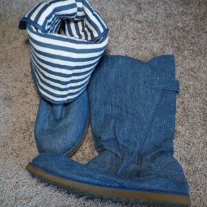 Blue Denim Mid-Calf Slouch Boots Size 8/9